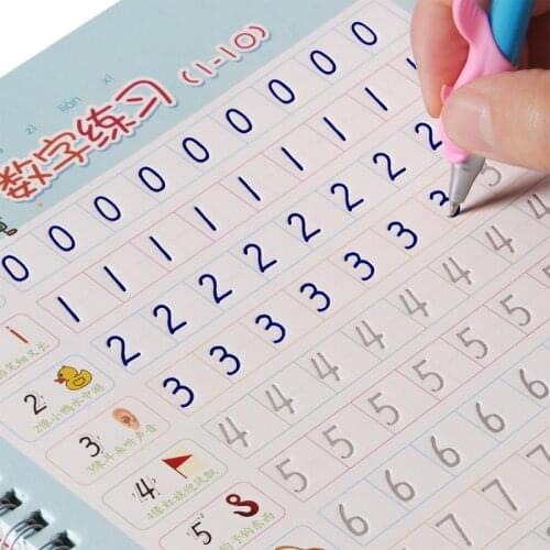 2 Book Arabic Numerals Copybook Groove Design Children Regular Script Exercises Stationery For Primary School Students Beginners