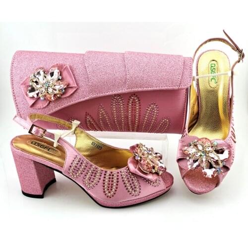 2020 Newest Magenta Color Italian design Women High Quality African Wedding Shoes Nigerian Matching Shoes and Bag Sets