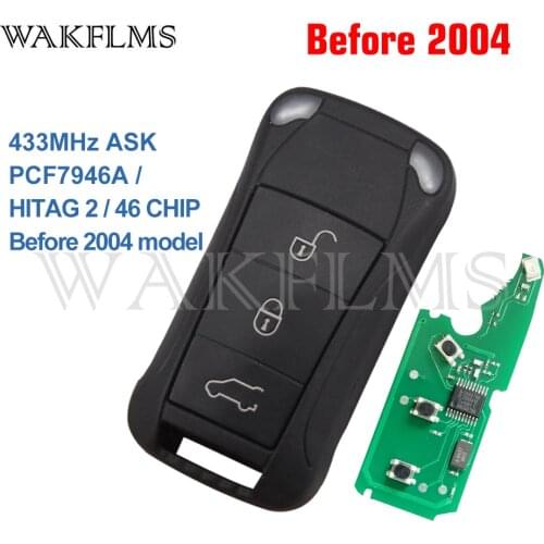 4 Buttons With Panic Flip Remote Car Key Fob 433MHz PCF7946A For Porsche Cayenne 2002 2003 Before 2004