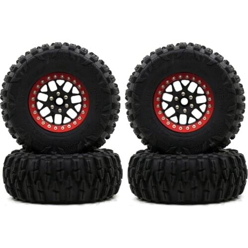 4Pcs Metal 2.2 Beadlock Wheel Rim Tires Set for 1/10 RC Crawler Car Axial SCX10 RR10 Wraith 90048 YETI Traxxas TRX-4