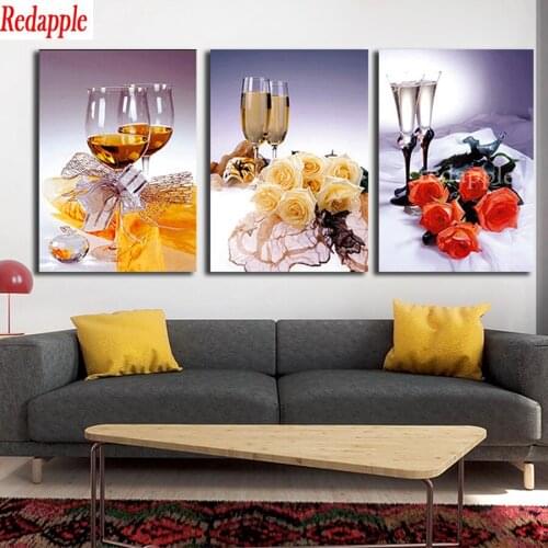 Table Cup Flower Romantic gift diamond embroidery rose kitchen decor 5 D DIY full diamond painting drill 3d mosaic rhinestone