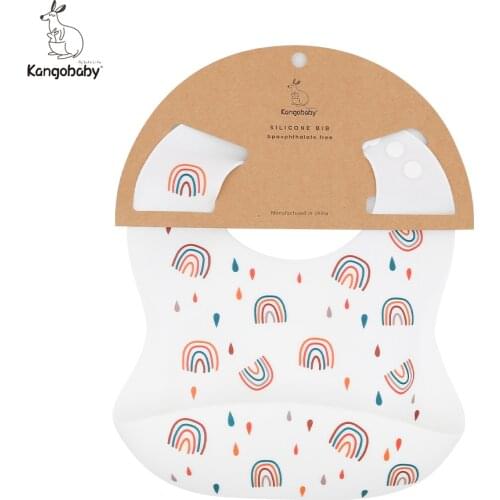 Kangobaby Baby Silicone Bib For Kids Burp Feeding Cloth 3D Waterproof Tableware Apron Pocket Infant Newborn Food Grade