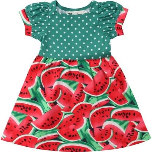 Princess Kids Baby Girls Dress Watermelon Print Polka Dress Party Casual Dresses Casaul Summer