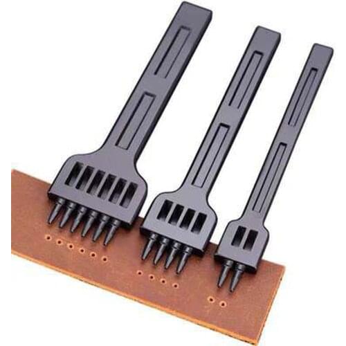 DIY Leather Round Row Punching Tool 4/5/6mm Spacing Hole Punches Lacing Stitching Hand Sewing Thread Tools