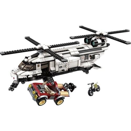 Enlighten Building Block Peacekeeping Force Thunder Mission Gunship Aircraft 5 Figures 650pcs Educational Bricks Toy For Boy