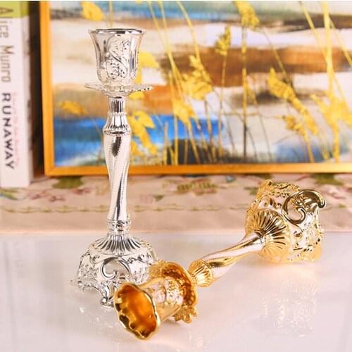 European Stainless Steel Stick Candle Holders Romantic Dinner Candlelight Candlestick For Home Wedding Party Decoration