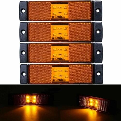Fuleem 4PCS 4 LED Amber Side Marker Lights Lamps Rear 10V-24V for Trailer Trucks Van Waterproof