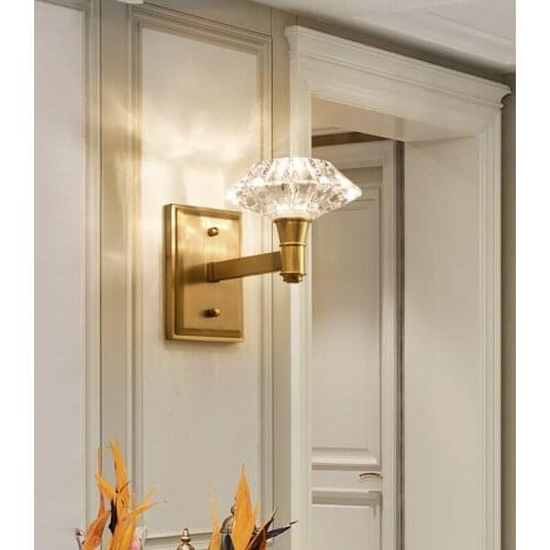 Jmzm Modern Full Copper Wall Lamp Brick Stone Living room Background Wall Corridor Aisle Stairwell LED Decorative Wall Lamps