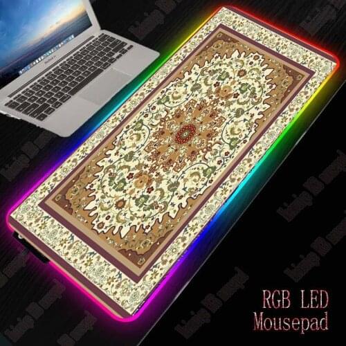 XGZ Persian Carpet Mousepad Large Computer Mouse Mat Large LED Gaming Mousepad XXL Night RGB USB Wired Lighting for CSGO Dota 2