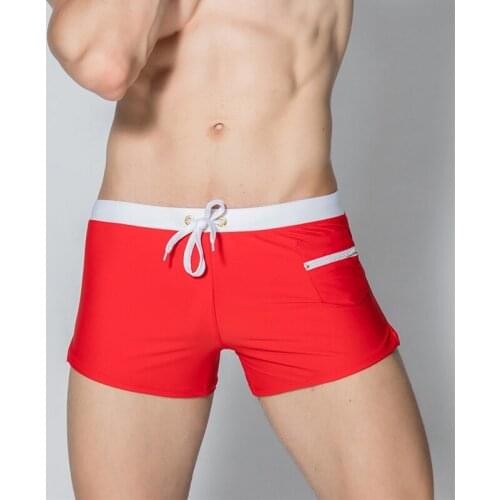 Summer Mens Swimming Trunks Drawstring Pocket Swimwear Boxer Bottoms Swimsuits Quick Dry Male Briefs Underwear Beach Shorts