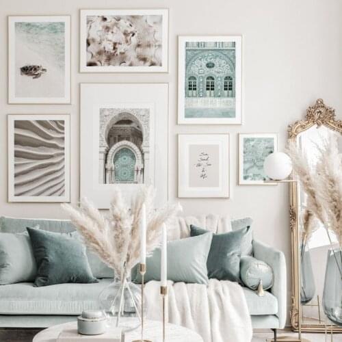 Moroccan Mosaic Sand Seashell Turtle Beach Quotes Nordic Poster Wall Art Prints Canvas Painting Decor Picture For Living Room