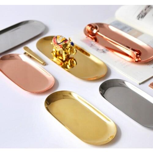 Nordic style metal small dish tray cute dishes oval serving dish party plates small plate plates gold silver dessert plate