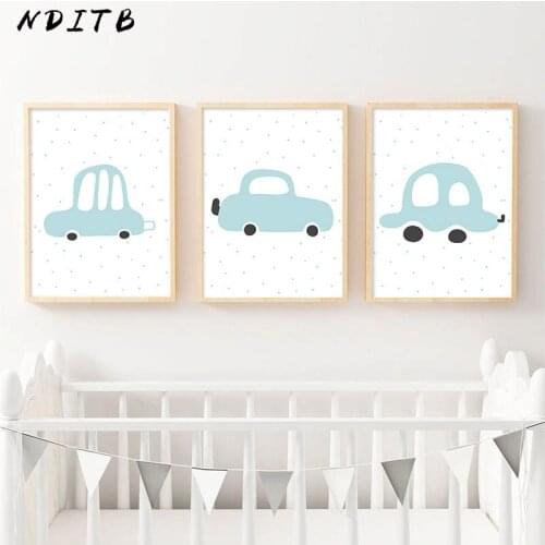 Cartoon Vehicle Car Nursery Child Poster Print Wall Art Canvas Painting Nordic Kids Decoration Picture Baby Boy Bedroom Decor