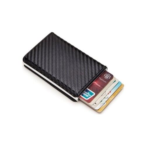 Rfid Blocking Protection Men id Credit Card Holder Wallet Leather Metal Aluminum Business Bank Card Case Credit Card Cardholder