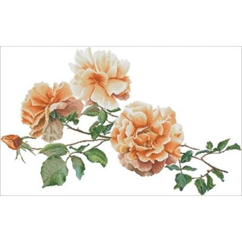 Pink rose flower patterns Counted Cross Stitch 11CT 14CT 18CT 28CT DIY Chinese Cross Stitch Kits Embroidery Needlework Sets