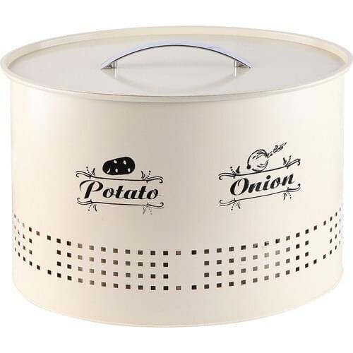 Nilşah Metal 2 Compartments Oval Potato Onion Box Cream
