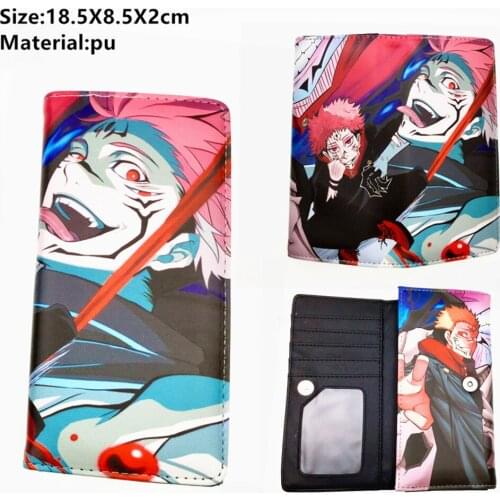Anime Jujutsu Kaisen PU Wallet Casual Card Coin Holders Layers Button Boys Girls Students Leather Purse Cosplay Moneybag