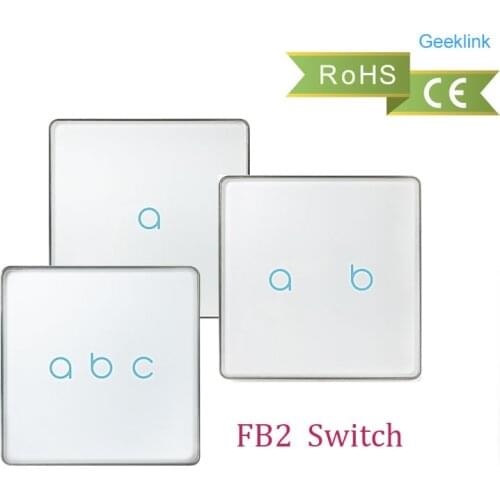 Geeklink FB2 Wall Touch Feedback Switch UK Version 1 2 3 Gang Intelligent Wireless Remote Switch By IOS Android Zero Fire Line