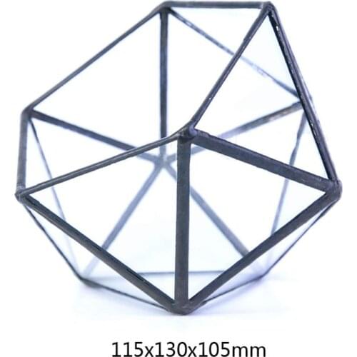 R58E Glass Terrarium Storage Box Jewelry Holder,Glass Geometric Terrarium Tabletop Succulent Plant Box Planter Holder Case（Black