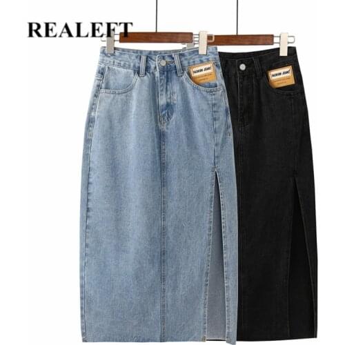 REALEFT Denim Pencil Skirts