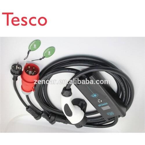 Adjustable 6-32A electric car charger evse mode 2 ev charging cable IEC62196 Type 2 adapter CEE 5pins Schuko EU plug