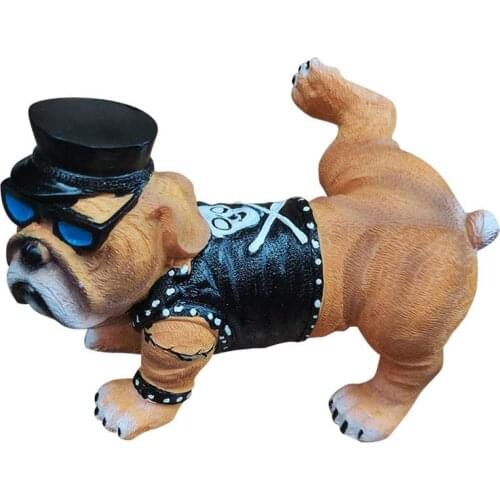 Bulldog Peeing Dog Statue Garden Resin Ornaments Automotive Interior For Lawn Entrance Porch Resin Craft Home Decoration