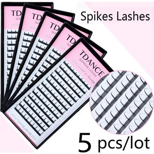 TDANCE 5pcs Spikes Wispy Extension Lashes Individual Fairy Dramatic Fluffy Soft Promade Natural Professional Makeup Eyelashes