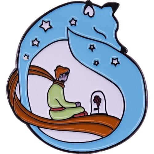 The Little Prince Enamel Pin Fantasy Rose Fox Brooch