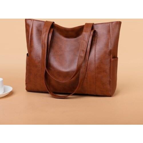 Large Capacity PU Leather Shoulder Bags Luxury Handbags Women Purses Designer Big Shopper Solid Color Casual Tote New Sac A Main