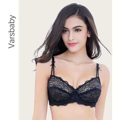 Varsbaby Sexy High Quality 3/4 Cup Underwear Floral Lace Deep V Unlined Bras