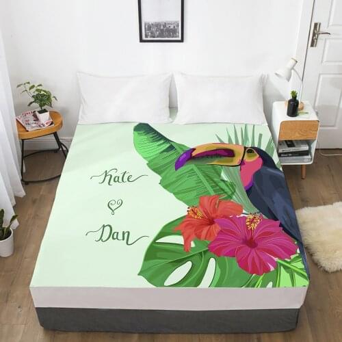 1pc bed sheet Elastic fitted sheet With An Elastic Band 150/180/200/160*200 Mattress Cover Double Bed cover nordic Light green