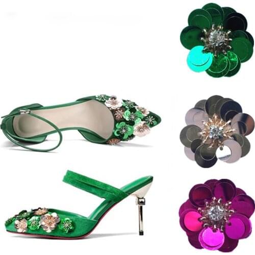 10Pcs Sparkling Rhinestone patch Flowers Sew on Sewing Crystal Applique For Jeans Clothing Decorations