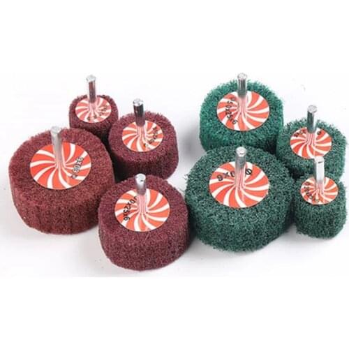 10 pcs Mounted Fiber Mop Polishing Brush Wheel 60-30mm OD for Drill Grinding Burnish Die Dremel Grinder Rotary Tools 6mm Shank