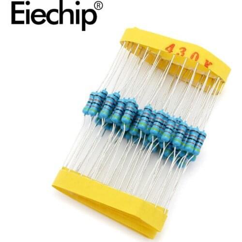100pcs/lot 0.5W 1 ohm 1% Metal film resistor 1/2W resistance 430K Electronic resistors