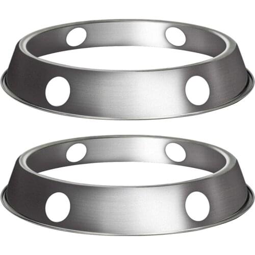 2PCS Stainless Steel Wok Ring Metallic Round Bottom Wok Rack Universal Size for Gas Stove Fry Pans