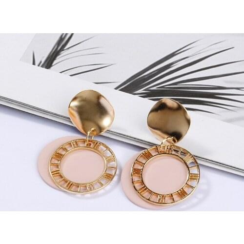 30Pairs/lot Roman Digital Earrings Creative Retro Fashion Sequin Cutout Disc Candy Colored Jewelry Earrings For Women