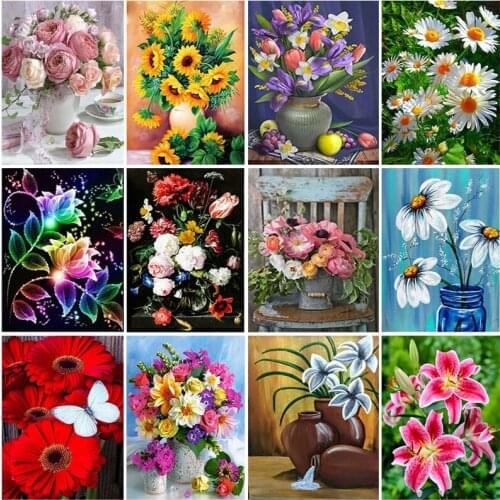 5D Diamond Painting Flower Cross Stitch Rhinestone Mosaic Floral Diamond Embroidery Diamond Mosaic Home Decoration