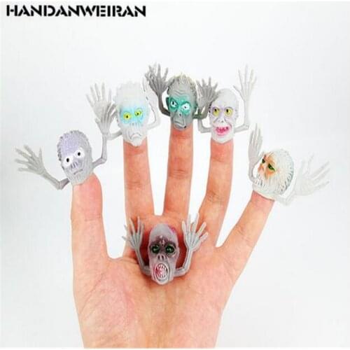 6PCS/LOTS Novelty green PVC gray ghost head refers to story mini finger set toy can hold a small toys for boys