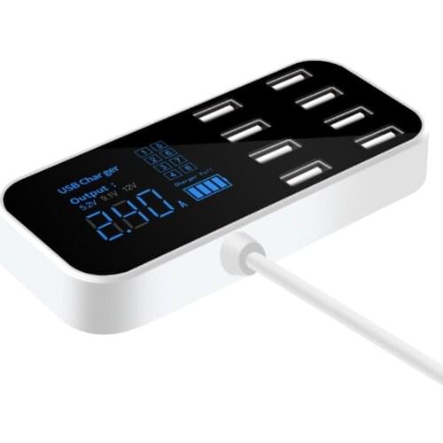 A9S USB 8 Ports 40W Portable LED Digital Display Fast Stable Charging Car Phone Charger