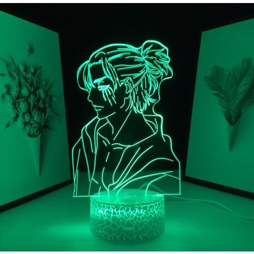 Attack on Titan Anime Figure Light Eren Yeager for Bedroom Decor Kids Birthday Gift Night Light 3D LED Lamp Dropshipping Best