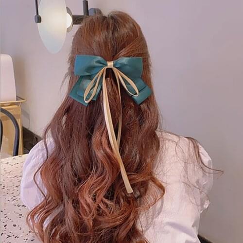 Bow Ribbon Hairpin Female Korean Spring Clip Japanese Back Head Color Top Clip Clip Hairpin