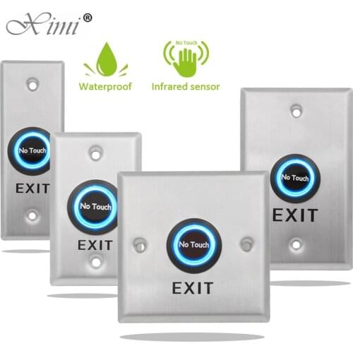 Contactless Waterproof No Touch Sensor Exit Switch Induction Type Release Exit Button Switch Access Control DC12V/24V With LED