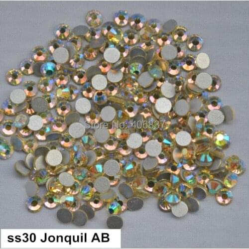 Free Shipping! 288pcs/Lot, ss30 (6.3-6.5mm) Jonquil AB Flat Back Nail Art Non Hotfix Rhinestones