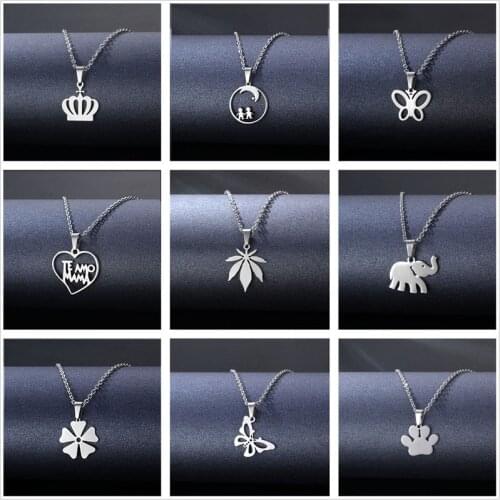 Stainless Steel Geometric Pendant Necklaces for Women Nonrust Colar Chains Clavicle Necklace Jewelry Christmas Valentine Gift