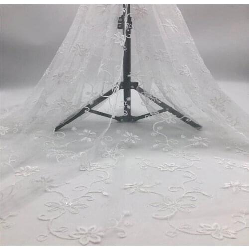 Pure White sequin embroidery lace French mesh African lace fabric Nigeria lace high-end evening dress wedding fabric jh68-63