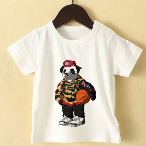 Cartoon Kids T-Shirts Baby Boys Casual Funny T Shirt Children Summer Streetwear Tops Girls Clothes Panda Basketball Cool O-neck