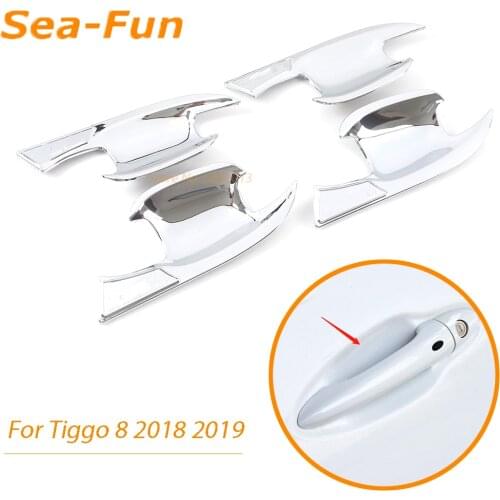 For Chery Tiggo 8 2018 2019 Door Handle Bowl Protective Covering Cover Trim Sticker Frame ABS Chrome Car Styling Accessories