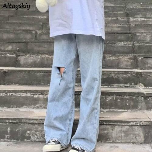 Jeans Women Korean Style High Waist Full-length Leisure Simple All-match Students Chic Streetwear Comfortable Solid Straight New