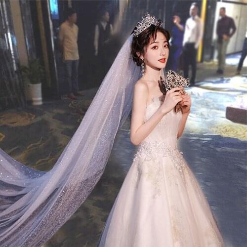 Wedding headdress bridal crown veil flashing long tail super fairy super long tail wedding