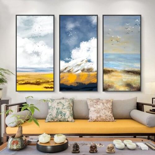 Natural Abstract Birds Landscape Oil Painting on Canvas Cuadros Posters and Prints Scandinavian Wall Art Picture for Living Room